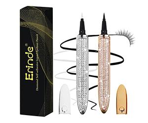 Erinde 2PCS Upgraded Self-adhesive Eyeliner Pencil, Eyelash Glue Pen, No Magnetic Liquid Eyeliner Pen, Eye Liner for Eye Makeup and Wear Normal False Eyelashes, Black & Clear (SET C)