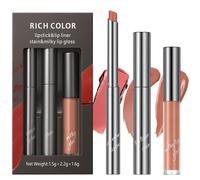 Erinde 3Pcs Peel-Off Lip Stain Set 3 in 1 Matte Lipstick & Liquid Lip Gloss & Peel off Lip Stain,Waterproof & Long- Lasting, Matte Nude Lipstick, Highly Pigmented color Lip Makeup for Women 2#
