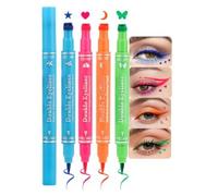 Erinde 4Pcs Double-headed Liquid Eyeliner Stamp Pen, Eye Liners for Women | Eyeliner Pencil Multicolor Eye Liner Stencil, Eyeliner Tattoo Tool, Eyeliner Stamp Shapes Star, Heart