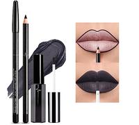 Erinde Grey Lip Liner Lipstick, Lip Gloss Makeup Set, Long-Lasting Non-Stick Cup Velvet Lipstick Matte Kit, Light Black Lip Liner Pencil for Daily Makeup and Holiday Gifts, Not Fade, Waterproof #33