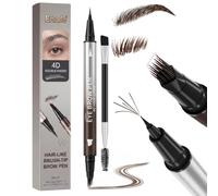 Erinde Microblading Eyebrow Pen, 2-in-1 Multi-Tip Brow Pencil 3#Dark brown | Waterproof Long Lasting Eyebrow Makeup, Hair-Like Stroke Eyebrow Tint Pen, Natural Defined Brows for Women, Easy Fill Sparse