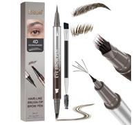 Erinde Microblading Eyebrow Pen, 2-in-1 Multi-Tip Brow Pencil,4#BlackBrown | Waterproof Long Lasting Eyebrow Makeup, Hair-Like Stroke Eyebrow Tint Pen, Natural Defined Brows for Women, Easy Fill Sparse
