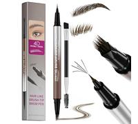 Erinde Microblading Eyebrow Pen, 2-in-1 Multi-Tip Brow Pencil, Waterproof Long Lasting Eyebrow Makeup, Hair-Like Stroke Eyebrow Tint Pen, Natural Defined Brows for Women, Easy Fill Sparse 4#BlackBrown