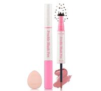 Erinde Natural Freckle Blush Pen, 2 in 1 Dark Brown Liquid Freckle Stamp & Coral Orange Liquid Blush for Cheeks, Long Lasting Waterproof Freckles Tattoo Marker for Natural Sunkissed Makeup #CP01