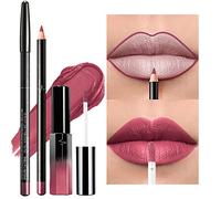 Erinde Red Lip Liner Lipstick - Makeup Set, Non-Stick Cup Velvet Lipstick Matte Kit - Not Fade Waterproof Lip liner Kit for Daily Makeup and Holiday Gifts, Long-Lasting 28#
