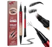 Erinde Waterproof Microblading Eyebrow Pen, 2-in-1 Multi-Tip Brow Pencil | Long Lasting Eyebrow Makeup, Hair-Like Stroke Eyebrow Tint Pen, Natural Defined Brows for Women, Easy Fill Sparse #3BLACK