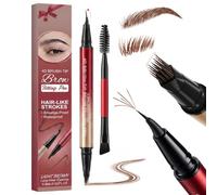 Erinde Waterproof Microblading Eyebrow Pen, 2-in-1 Multi-Tip Brow Pencil | Long Lasting Eyebrow Makeup, Hair-Like Stroke Eyebrow Tint Pen, Natural Defined Brows for Women,Easy Fill Sparse#2LIGHT BROWN