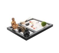 ERINGOGO 1 Box Zen Garden Desktop Sandbox Decoration Buddha Statue Kit Wooden Zen Garden Adornment for Meditation and Relaxation Wooden Sand Tray Ornament for Home Office Desk