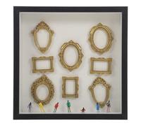 ERINGOGO 1 Set DIY Museum Photo Frame: Museum Shadow Box Kit with Mini Gold Frames and Figurines for Keepsake Craft - DIY Family Memory Photo Display Case