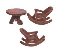 ERINGOGO 1 Set Dollhouse Miniature Furniture, 2 Rocking Chairs & 1 Tree Stump Table for Desktop Succulent Plant Display Fairy Garden Terrarium