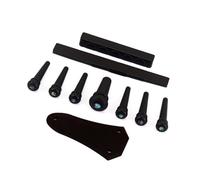 ERINGOGO 10 PCS Ebony Acoustic Guitar Replacement Parts Set Including Nut Saddle Bridge Pins Endpin Truss Rod Cover for Easy Installation and Classic Style