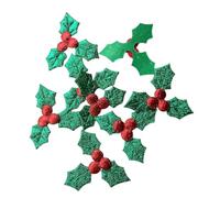 ERINGOGO 100Pcs Christmas Window Ornament DIY Materials Leaves and Berry Decoration for Handmade Crafts Holiday Home Decor