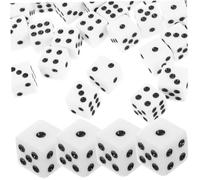 ERINGOGO 100pcs White Acrylic Game Dice with Black Dots Square Corner Dice for Board Games Party Props Bar and Family Gatherings Lightweight and Compact Party Accessory