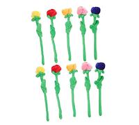 ERINGOGO 10pcs Artificial Plush Rose Flowers Long Stem Realistic Fake Floral Decoration for Wedding Party Home Office Table Centerpiece Blue Red Orange Pink Yellow