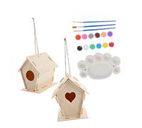 ERINGOGO 10pcs Bird House Tools Boys and Girls Arts and Crafts Unfinished Paintable Bird Nest Box Garden Decor