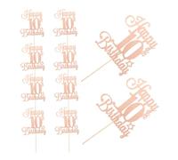 ERINGOGO 10pcs Glitter Cupcake Toppers for Birthday Party Decorations Easy Insert Birthday Cake Picks with Sparkling Cheers Design Portable Pink Cake Decoration for Anniversary Celebration