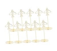 ERINGOGO 10pcs Gold Airplane Photo Holders Table Clips for Weddings Parties Office Stable Weighted Base Picture Stands for Place Cards Seating Arrangements and Home Decor