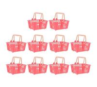 ERINGOGO 10pcs Mini Handheld Plastic Shopping Baskets for Small Candy Tote Baskets in Pink for Dollhouse and Role-playing Supermarket Games