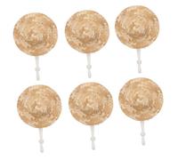 ERINGOGO 10pcs Mini Handwoven Straw Doll Hats with Chin Strap Bamboo Craft Miniature Sombrero Caps for Dollhouse Decorations and Summer Outdoor Play Accessories