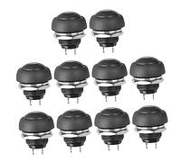 ERINGOGO 10pcs Mini Push Button Durable Round Plastic Black Buttons with Excellent Electrical Conductivity Easy Installation for Outdoor and Electrical Safety Applications