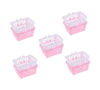 ERINGOGO 10Pcs Mini Shopping Baskets for Plastic Pretend Play Adorable Dollhouse Accessories Pink White Safe Wear Resistant Supply for Role Play and Mini House Decor