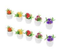 ERINGOGO 10pcs Mini Simulation Potted Plant Tiny Decor Garden Small Shape Bonsai Realistic House Green Artificial Simulate Indoor Plants Miniature Plastic