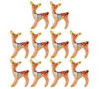 ERINGOGO 10pcs Miniature Deer Figures Tiny Resin Christmas Reindeer Statue Mini Animal Figurines Xmas Deer Cake Topper Micro Landscape Decorations