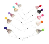 ERINGOGO 10pcs Pet Birthday Party Hats Adjustable for Cats and Dogs Soft Lightweight Cone Hats with Colorful Pom Poms Fit Pet Costume Celebration Accessories for Photo Props and Festive Fun