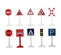ERINGOGO 10pcs Traffic Sign Lightweight Road Indicators Educational Simulation Road Signs for Kindergarten Teaching Aids and Safety Learning