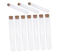 ERINGOGO 10pcs Transparent Glass Storage Jars with Wood Corks Multi Use Match Holder Test Tubes Space Saving Portable Container for Household and Decorative Gift Use