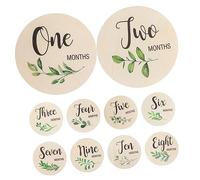 ERINGOGO 10Pcs Wooden Cards for Growth Photography Double Sided Month Markers Unique Design Keepsake Discs for Newborn Memories and Social Media Sharing