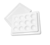 ERINGOGO 12-Grid Nail Art Palette Manicure Color Mixing Tray Imitation Ceramic with Cover 9.6X7.6X2Cm Modern Elegant Design Keeps Nail Polish Tidy for DIY Art Decor