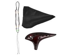 ERINGOGO 12-hole Alto C Key Ceramic Ocarina Flute Red Brown with Straw-smoked Finish, Student Musical Instrument Suitable for Beginners and Intermediate Players