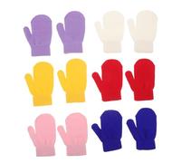 ERINGOGO 12 Pairs Mittens Bulk Breathable Stretchable Knit Winter Gloves for Boys Soft Warm Gloves for Cold Weather Protection in Red Yellow Blue White Purple