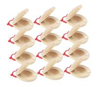 ERINGOGO 12 pcs Wooden Castanets for Finger Percussion Instruments Early Music Education Enhance Coordination and Intelligence Development with Smooth Natural Wood Design