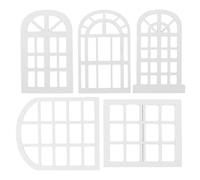 ERINGOGO 12 Scale, Mini Wood Window Model Set for Dollhouse DIY, Tiny Hollow Window Ornaments for Dolls House Accessories