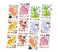 ERINGOGO 12 Sheets DIY Dinosaur Puzzle Stickers Creative Sticky Dinosaur Decals for Party Favors Teacher Rewards and Craft Decoration Safe Material with Cartoon Faces