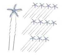 ERINGOGO 12pcs Blue Rhinestone Sea Star Hair Pins U-shaped Beach Wedding Hair Accessories for Brides Bridesmaids Party Elegant Sparkling Headwear Clips
