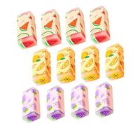 ERINGOGO 12pcs Cartoon Fruit Erasers for School and Office Portable Small with Cute Adorable Printed Designs Lightweight and Fun Stationery Accessories for Students