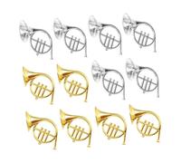 ERINGOGO 12pcs Christmas Instrument Ornaments Musical Instrument Pendants Silver and Gold French Horns Christmas Tree Hanging Decorations DIY Wreath Accessories