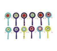 ERINGOGO 12Pcs Colorful Rattle Drum with Double Sided Cartoon Patterns Educational Musical Plaything for Rhythm Development and Sensory Stimulation
