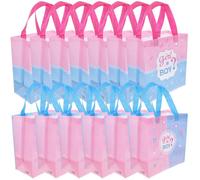 ERINGOGO 12Pcs Gender Reveal Gift Bags Fabric Tote with Alphabet Print for Shower Party Favors Candy Treat Bags Multi-purpose Small Gift Wrapping Decoration