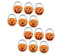 ERINGOGO 12pcs Halloween Pumpkin Candy Buckets with Handles Portable Reusable Party Snack Containers Lightweight Plastic Buckets for Trick Treat Family Fun Decoration Random Color