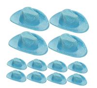 ERINGOGO 12PCS Mini Cowboy Hats Glitter Western Hat for Crafts Party Decorations DIY Hair Accessories Wine Bottle Topper Tiny Disco for Dollhouse and Pet Costumes