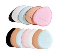 ERINGOGO 12pcs Mini Finger Powder Puff for Face Makeup Precise Control Polyurethane for Loose and Setting Powder Portable Triangular and Round Shapes Compact Application Tool