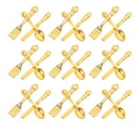 ERINGOGO 12Pcs Miniature Alloy Dollhouse Tableware Set, European Style Micro Cutlery Model Forks and Knives, Gold Tone Dinnerware Accessories for Dollhouse Kitchen Play