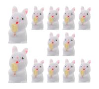 ERINGOGO 12pcs Resin Bunny Figurine Ornaments Cute Mini Easter Rabbits Holding Ice Pops for Home Décor Fairy Garden and Holiday Party Decorations
