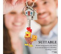 ERINGOGO 12Pcs Rooster Keyrings Animal Charm Hanging Pendants Party Favours for Birthday Carnival Halloween Bag Decoration Stocking Fillers and Party Prizes