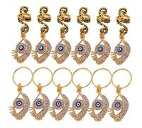 ERINGOGO 12pcs Spiral Braid Rings with Evil Eye Pendants Lightweight Hair Jewelry for Dreadlocks and Braids Versatile Styling Accessories for Women Holiday Looks
