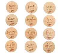 ERINGOGO 12pcs Wooden Cards Double-Sided Photo Props for Capturing Growth Moments Adorable Discs for Newborn Monthly for Photography